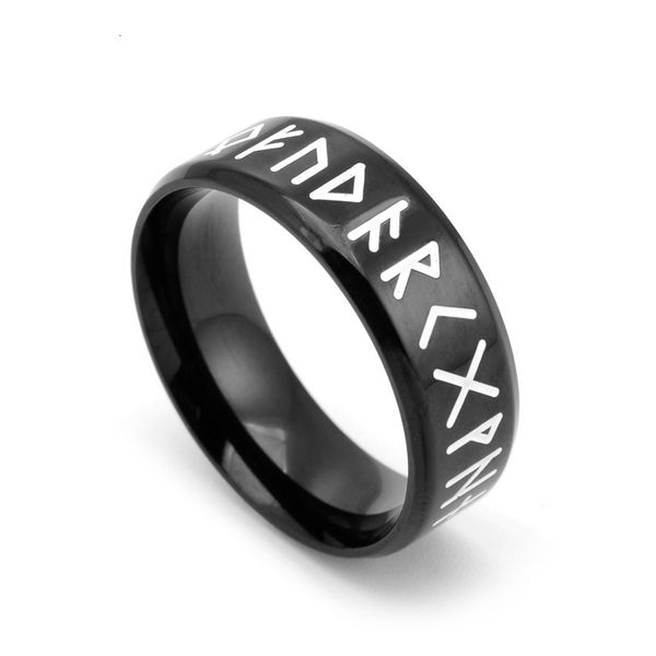 

fashion viking text titanium steel boys simple fashion jewelry ring nordic style, Silver