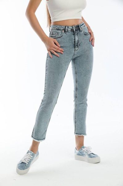 

women's jeans women summer fashion ankle slits detailed high waist mom streeet eleastic turkish quality, Blue