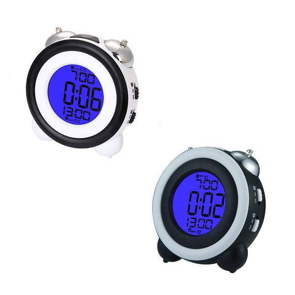 

other clocks & accessories 4 inch twin bell alarm clock loud led digital time date display,2 sets of clocks,blue light & snooze function
