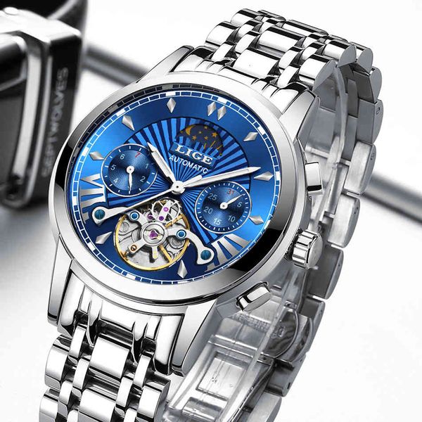 

luik gentlemen watches luxury mark automatic mechanical men fully steel business watertight sports relogio masculino, Slivery;brown