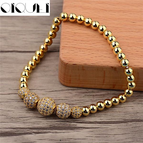 

beaded, strands oiquei cz crystal ball metal copper beads luxury bracelets trendy micro pave zircon handmade men's bracelet pulsera hom, Black