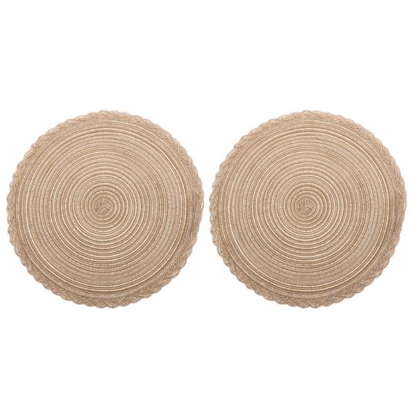 

mats & pads 2pcs round placemats heat insulated tableware table adornment (coffee)