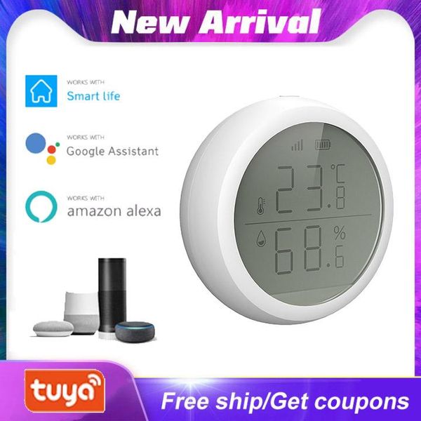 

smart home control tuya zigbee hub temperature and humidity sensor with lcd screen display working battery powered life