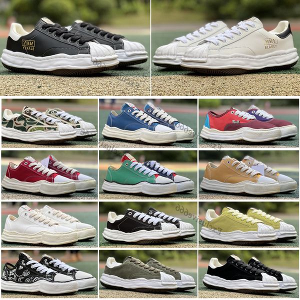 

mihara shoes maison yasuhiro mmy og sole toe cap designer canvas lowcut sneaker platform leather suede white black red grey