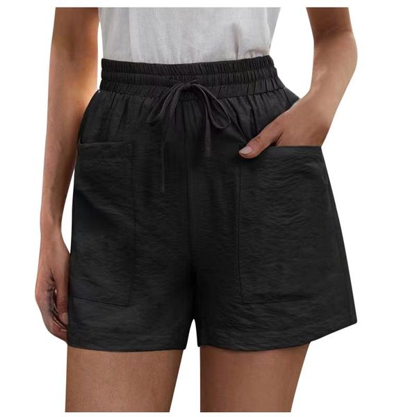 

women's shorts 2021 summer casual cotton linen plus size mid waist short fashion woman streetwear pants, White;black