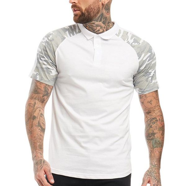 

men's polo shirt 2021 summer 3d printed short sleeve t- lapel, White;black