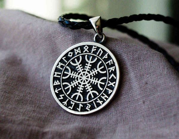 

selling double-sided viking odin pendant necklace accessories long sweater chain jewelry, Silver