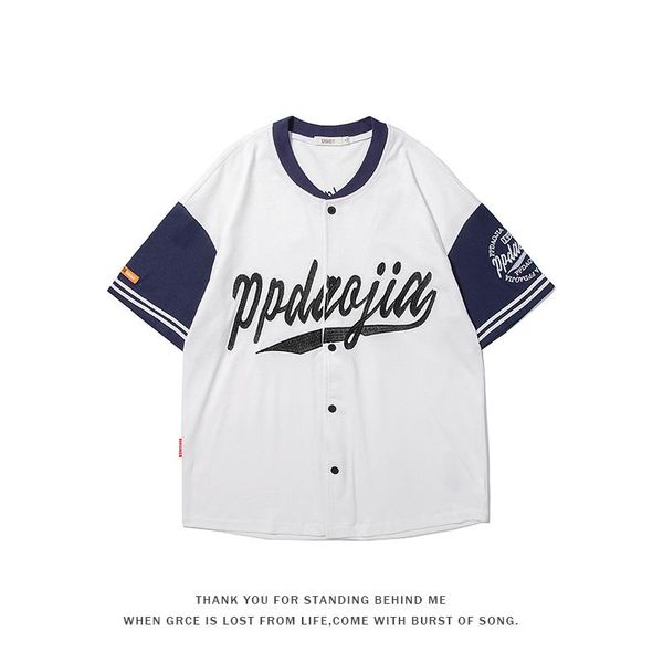 

men's t-shirts summer oversized patchwork t shirts for teen 2021 korean fashion design clothing men v neck graphic button tees loose st, White;black