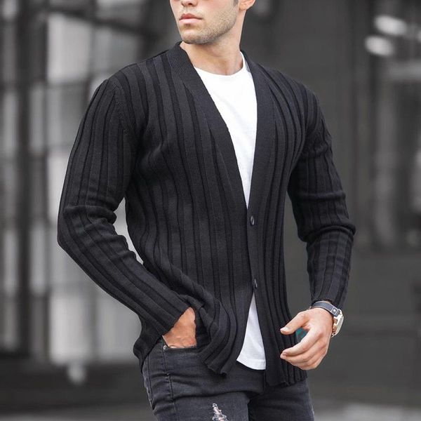 

men's sweaters slim solid color buttons cardigan sweater men's casual long sleeve coats 2021 autumn winter fashion for men knitted, White;black