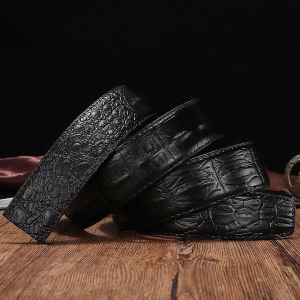

belts genuine leather for men's no buckle jeans cowskin casual business cowboy waistband male designer waist strap, Black;brown