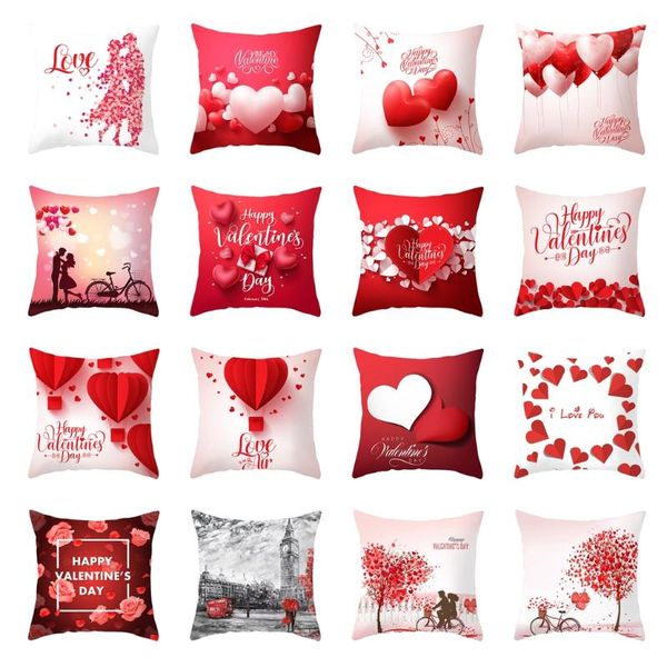 

cushion/decorative pillow 45*45cm valentine's day theme throw cover home decoration red heart balloon flowers sofa cushion car pillowca