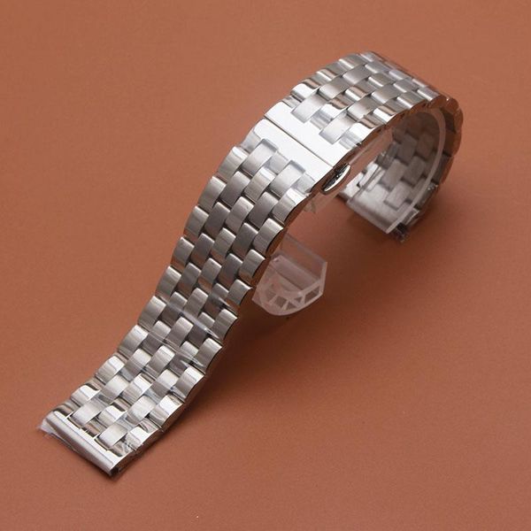 

watch bands 16mm 18mm 20mm 22mm 24mm band strap stainless steel bracelet sillver solid links butterfly buckle, Black;brown