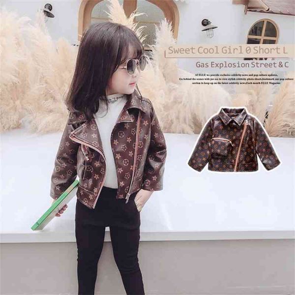 INS Kinder Jungen Mädchen PU Lederjacke Designer Vintage Retro Motorradjacken Herbst Winter Reißverschlussmantel mit Vordertasche Outwear Boutique Revers Tops G98D546