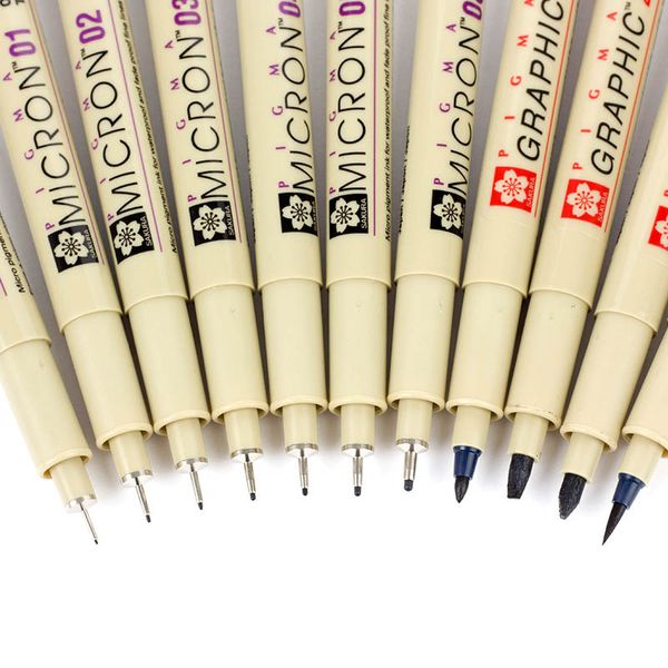 

6Pieces/Lot 1 Pcs Black Pigma Micron Pen Waterproof Hand-drawn Design Sketch Needle Pen Hand Dawing Liner Fineliner Cartoon Signature Pen, 0.25mm