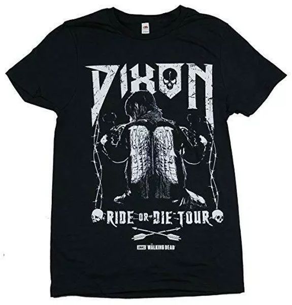

the walking dead daryl dixon ride or die tour t shirt s-3xl sizes, White;black