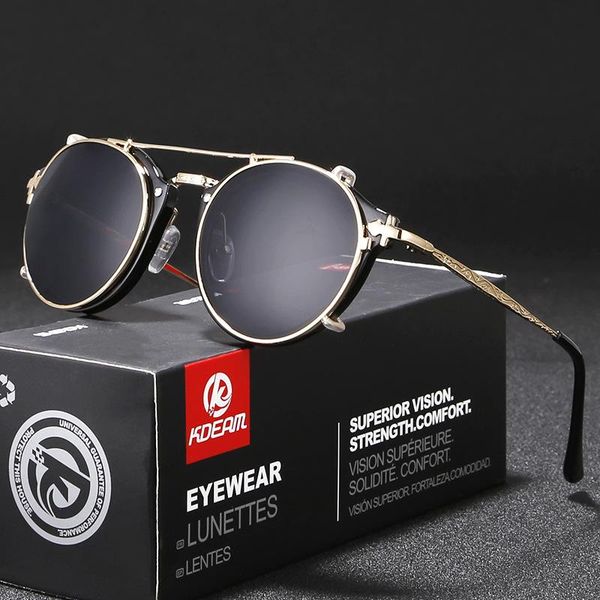 

outdoor eyewear kdeam trend steampunk eyewears round metal frame men's driving anti-glare sunglasses hiking camping uv-blocking gafas