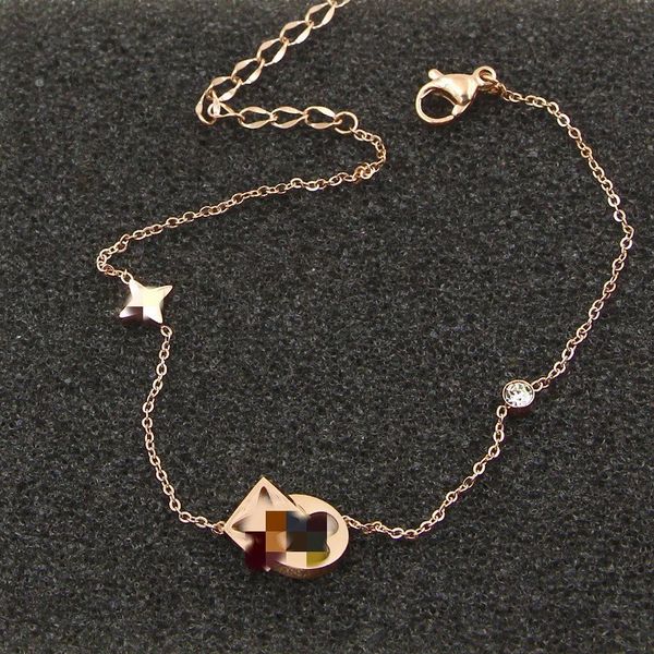 

o1-302 korean flower square round double ring stone rose foot chain girl's titanium steel colored gold jewelry, Red;blue