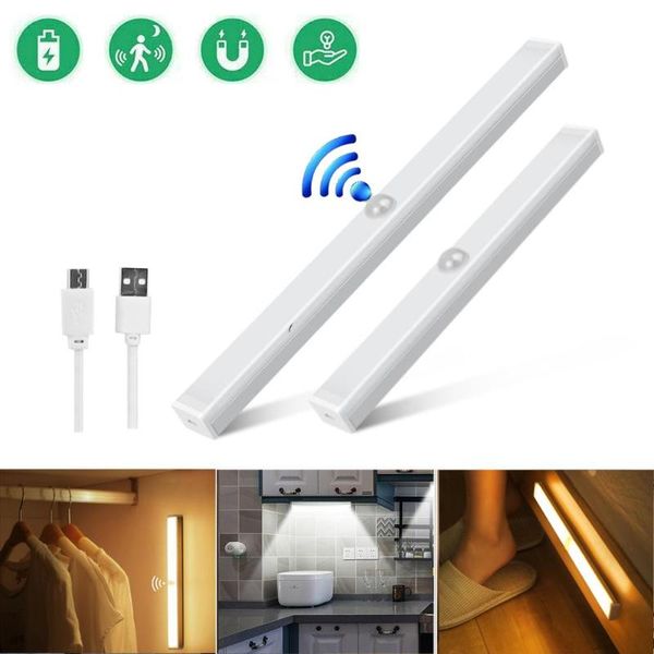 

wall lamp smart motion sensor with magnetic strip home for kitchen bedroom room cabinet closet desk pir rechargeable night light