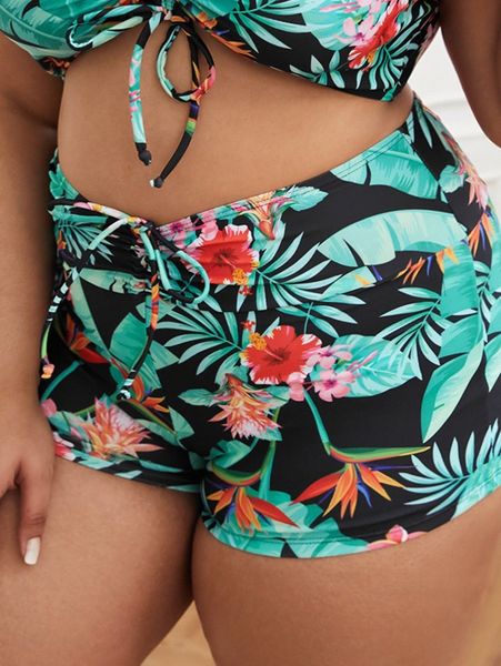 

plus tropical print bikini bottom i0gj#, Black