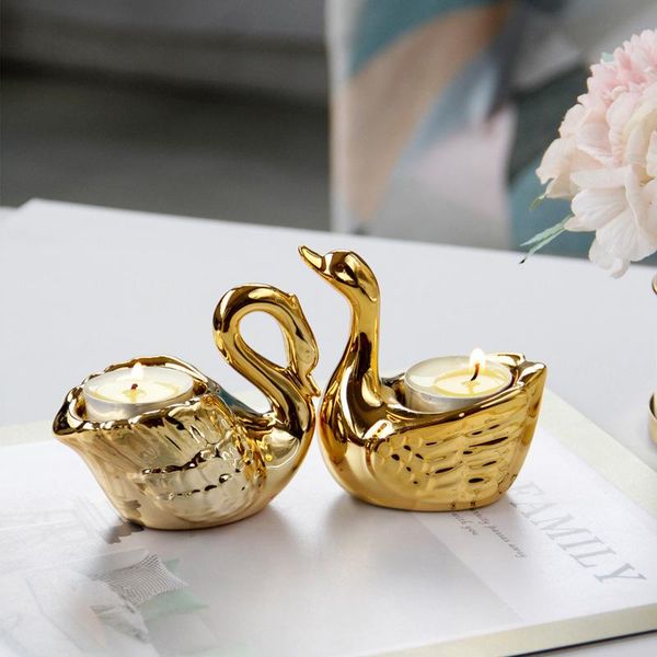 

candle holders romantic nordic tabledecoration european style middle east arab gold ceramic swan candlestick holder home decor
