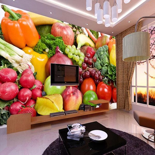 

wallpapers dropship fresh fruits vegetables grape banana pineapple po mural customized size non-woven paper for wall 3d wallpaper