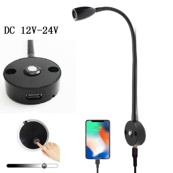 

wall lamps dwt dc12v 24v led yacht truck trailer sconce lamp touch dimmable light fixtures rv boat bedside reading with usb port