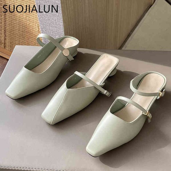 

suojialun 2021 new women slipper round toe slip on mules shoes low heel outdoor casual female sandals green zapatillas mujer k78, Black