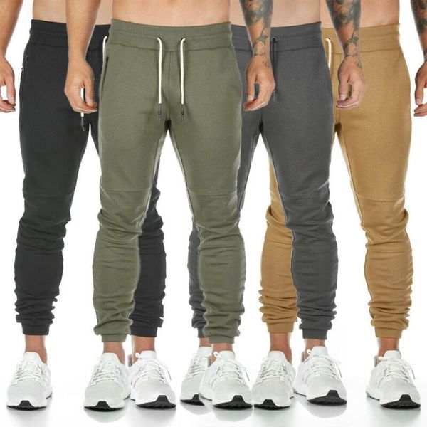 

men's pants brand pant sport solid long trousers tracksuit fitness workout pocket gym string autumn casual cotton fashion 2021, Black
