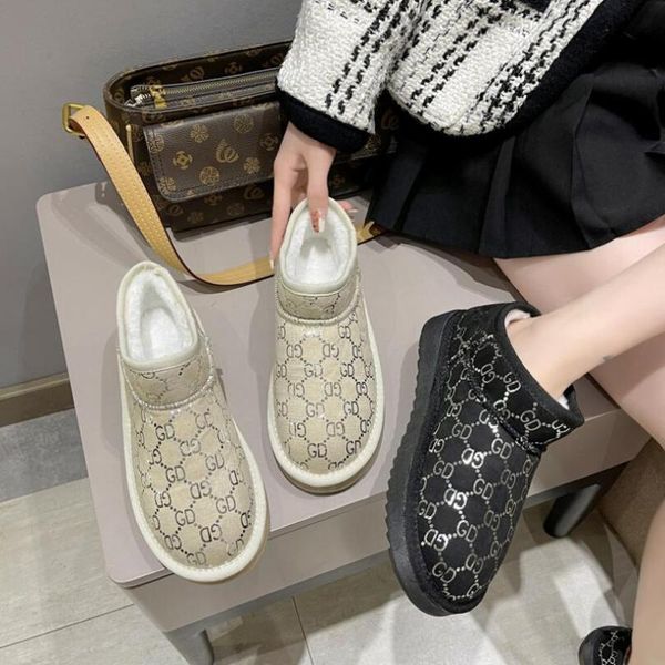 

boots women's snow 2021 winter plush short thickened women cotton, Black