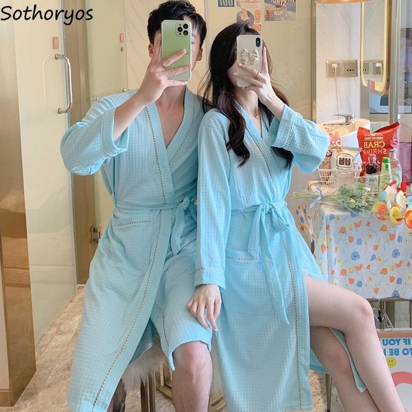 

women's sleepwear robes women cotton comfortable long sleeve robe casual bathrobe mujer japanese style solid chic couple kimono homewea, Black;red