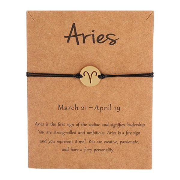 

1pc black colors gold card fashion jewelry 12 constellations zodiac woven bracelet bangles for women charm bracelets, Golden;silver