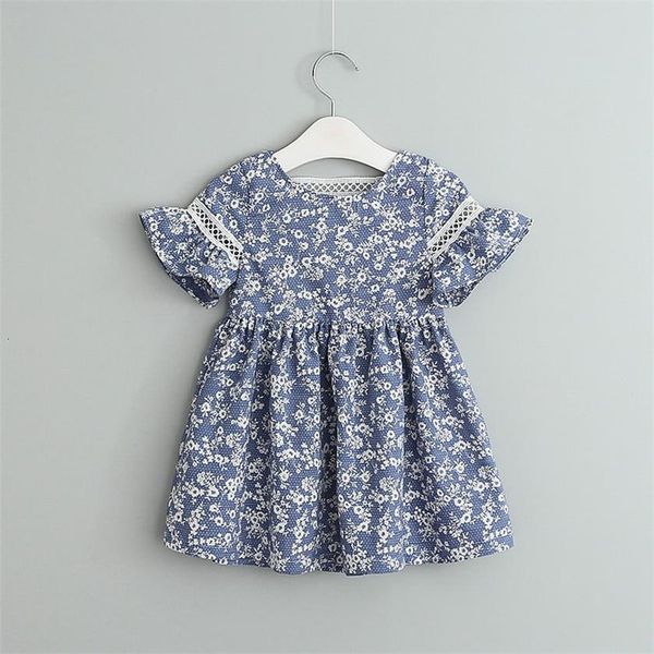 

girl's dresses wholesale summer blue flower print hollow out kids es for baby clothes 2-6y lt017 5a36, Red;yellow