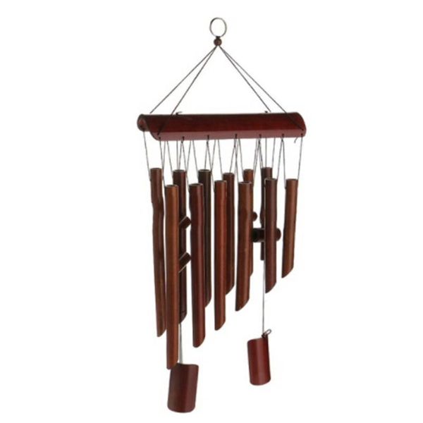 

magideal rustic bamboo 8-tube coconut husk pendant church bell yard garden outdoor home living wind chime handmade windchime decorative obje