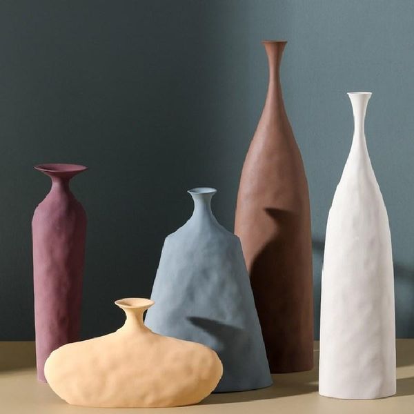 

vases nordic home decoration morandi small caliber ceramic vase office porch living room ornaments modern gifts