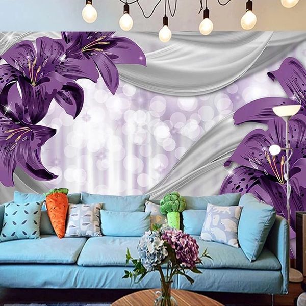 

custom 3d mural lily flower modern bedroom living room sofa tv backdrop painting self adhesive wallpapers home decor waterproof