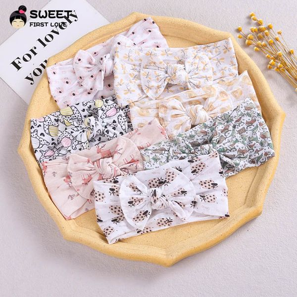 

girls hair accessories bows baby headbands nylon children kids ornament newborn cartoon rainbow print infant head bands b7543, Slivery;white