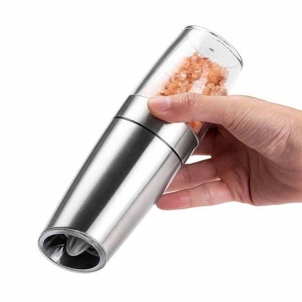 

manual coffee grinders stainless steel electric salt and pepper grinder, automatic gravity spice adjustable coarseness kitchen gadget s