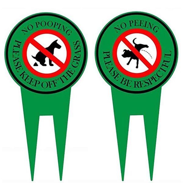 

double sided no pooping dog sign peeing with stake sdogs from or on your lawn garden signage decorations