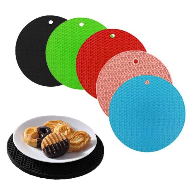 

mats & pads kitchen silicone pot mat set round heat resistant trivet rest cup coasters non-slip holder table placemat accessories