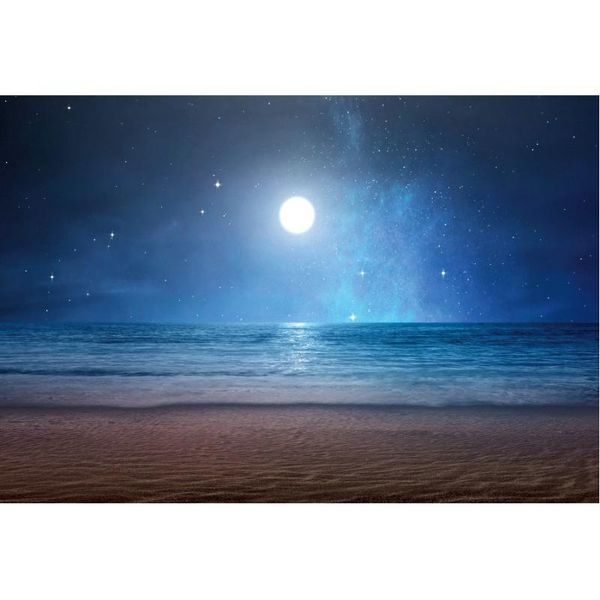 

party decoration natural scenery backdrop full moon and stars on the beach pography background decor born wedding po booth prop