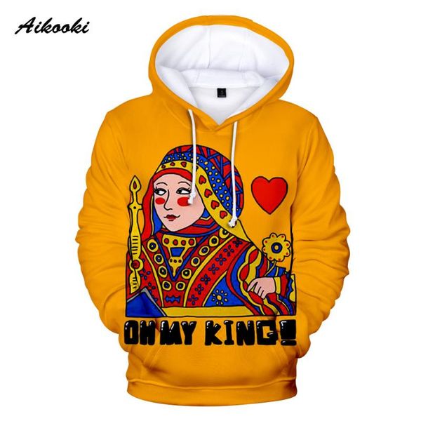 

men's hoodies & sweatshirts 2021 funny design playing cards poker q hoody fashion men/women polluvers, Black