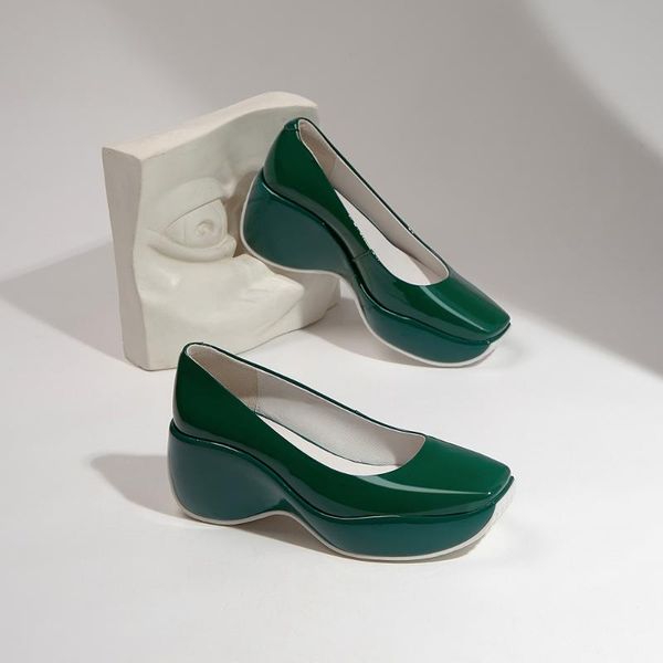

dress shoes 2021 fashion spring/summer women platform woman high heel genuine leather wedges ladies pumps black/beige/red/white/green