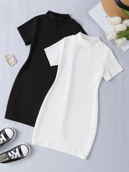 

toddler girls 2pcs mock neck rib knit dress she, Red;yellow