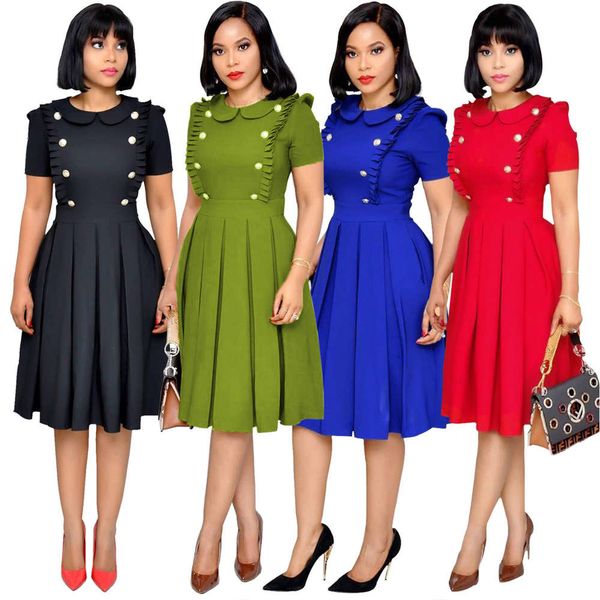 

fashion ruffle collar pleated style short sleeve pleated, White;black