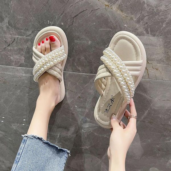 

slippers shoes women sandals flat summer 2021 sandalias mujer, Black