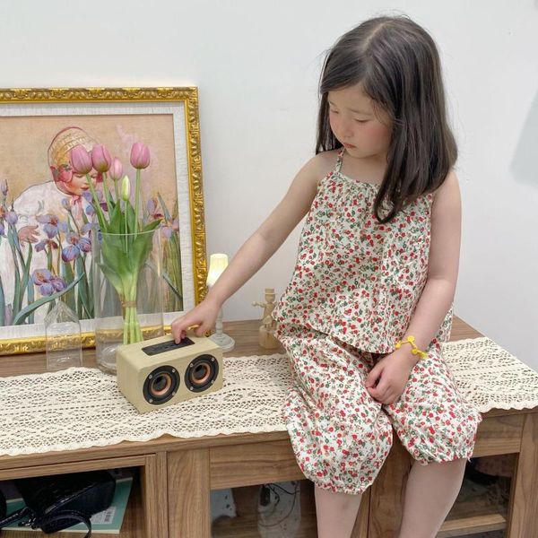 

clothing sets 2021 summer arrival girls fashion floral 2 pieces suit pants set, White