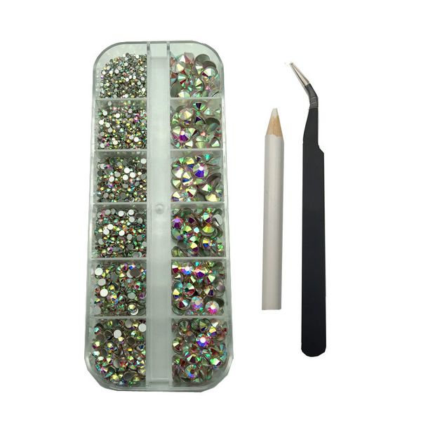 

quality box water flat bottom glass nail drill crayon tweezers set