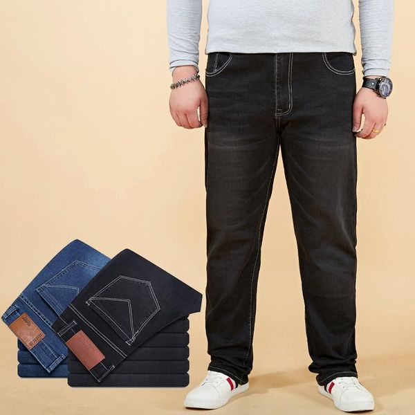 

men's jeans 30-48 designer male zipper casual mens blue spring autumn regular fit black slim stretch mid waist