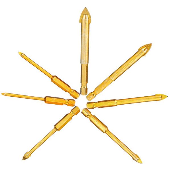 

professiona electric drills 7pcs tile drill bit triangle head drilling bits with hex handle for glass mirror