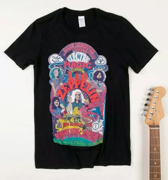 

official black led zeppelin electric magic t-shirt, White;black